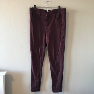 Madewell 9" High Rise Skinny In Deep Plum